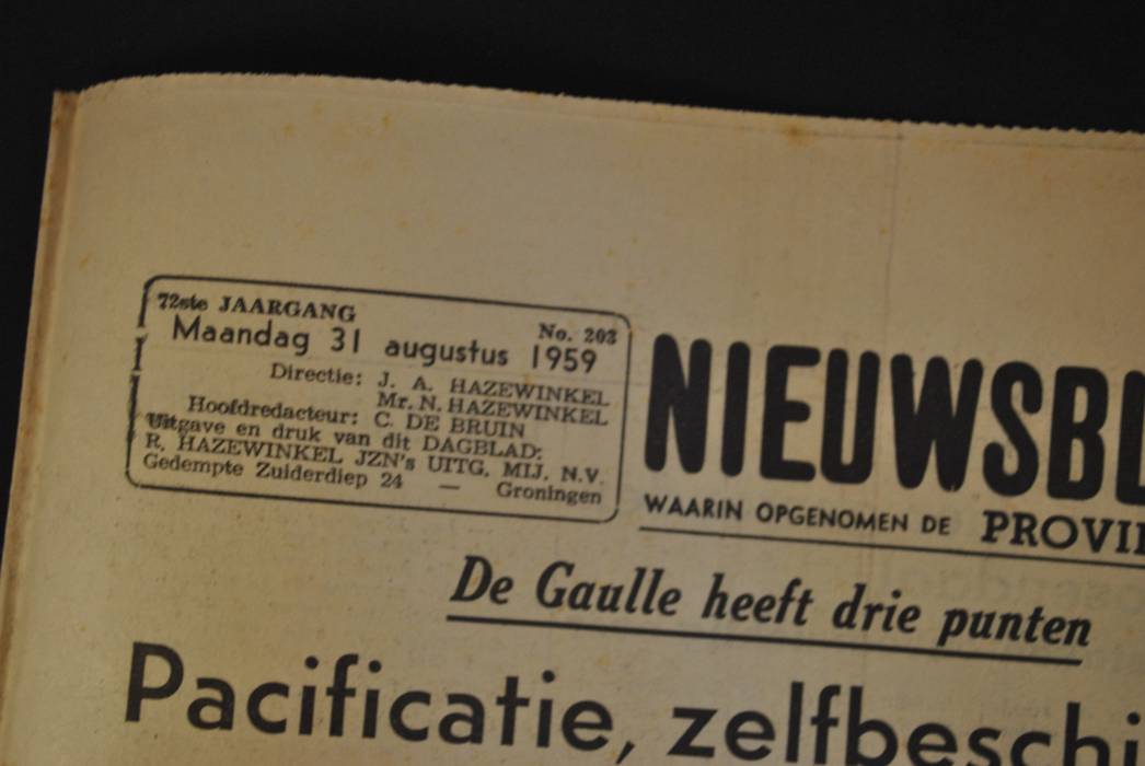 1 ex. Nieuwsblad v.h. Noorden 31 aug 1959